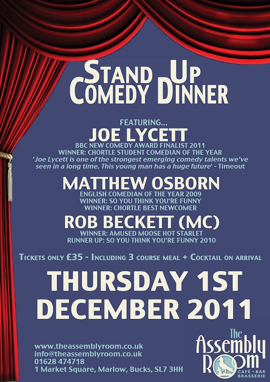 Stand Up Comedy Dinner – The Assembly Room 1st Dec