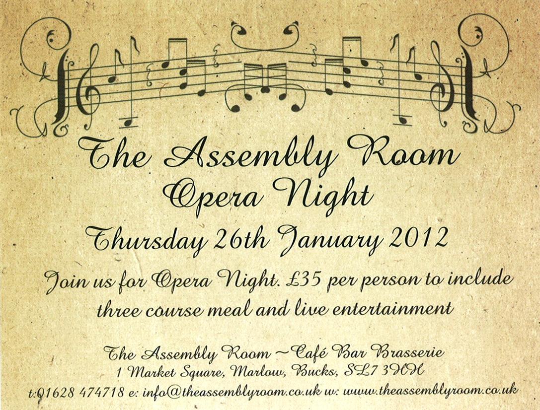 Opera Night at The Assembly Room – Thu 26th