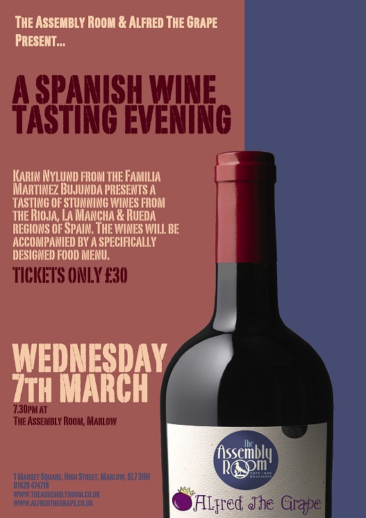 Spanish Wine Tasting meal – 7th March at the Assembly Room