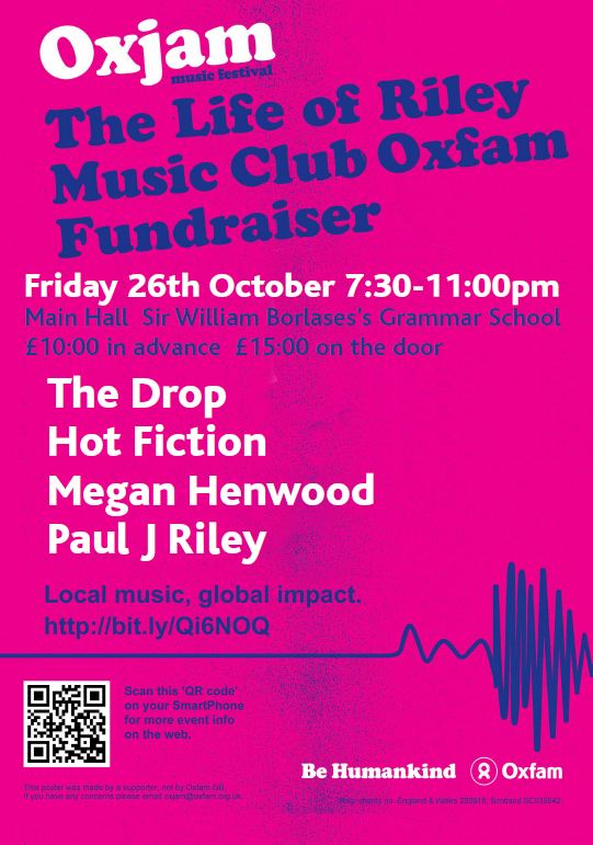 Oxjam! Oxfam Fundraiser gig – Fri 26th Oct