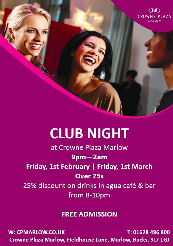 Club Nights at Crowne Plaza are back – 1st Feb and 1st March!