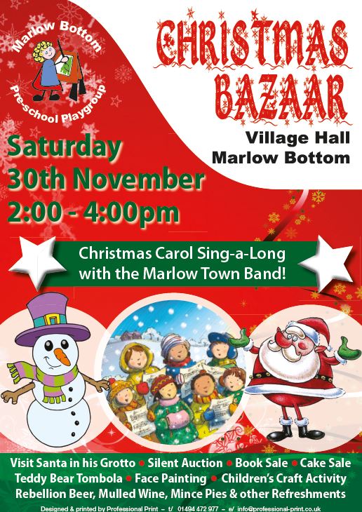 Marlow Bottom Pre-school Christmas Bazaar: Sat 30th Nov