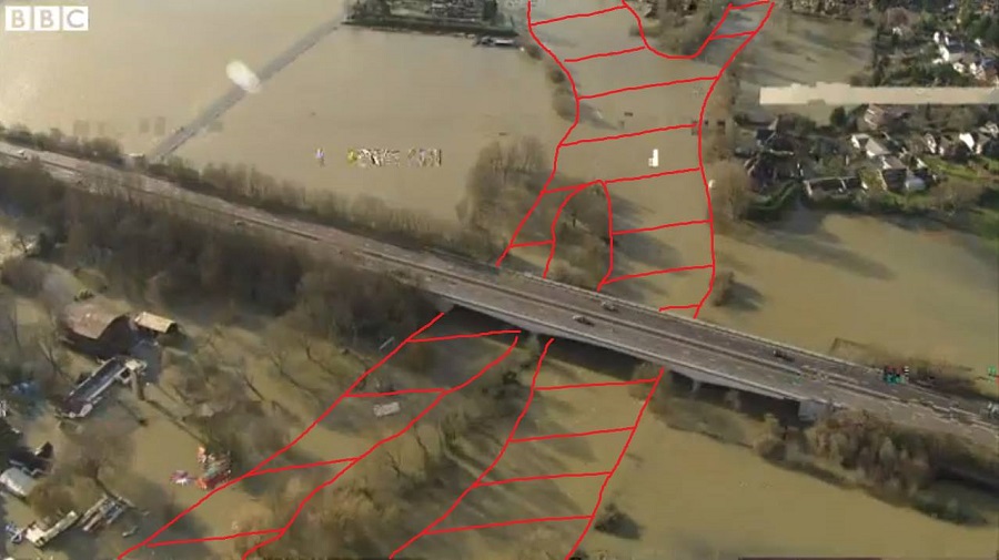 Amazing views of the Marlow area floods where SHOULD the river be