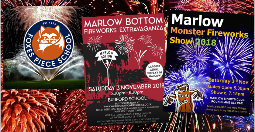Fireworks in and around Marlow 2018