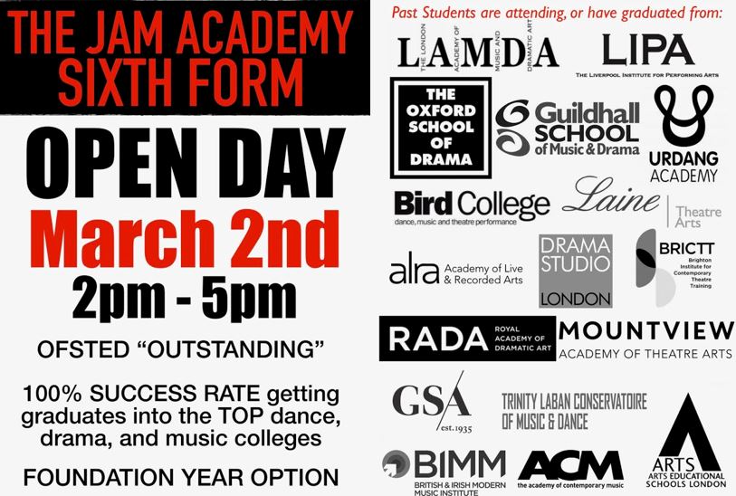JAM Academy – full time training OPEN DAY Sun 2nd March 2-5pm