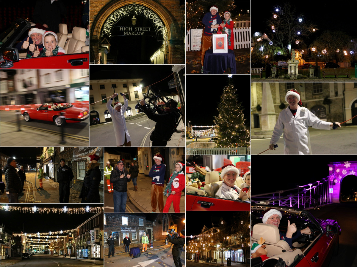 *GALLERY* Chris Evans secretly switches on Marlow’s Christmas lights!
